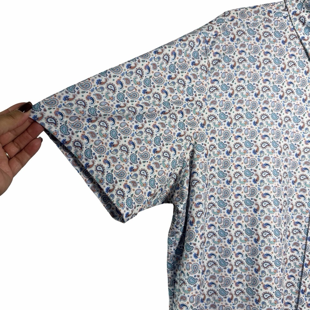 Johnston & Murphy XC4 Paisley Button Down Polo Shirt Short Sleeve XXL Golf Core - Picture 5 of 11